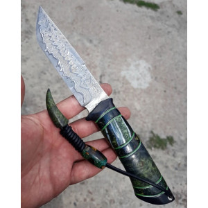 ЗНАХАР II ніж ручної роботи майстра Павла Гончаренка, Сталь к110 в обкладках з нержавіючого дамаску 61 HRC. Photo 2